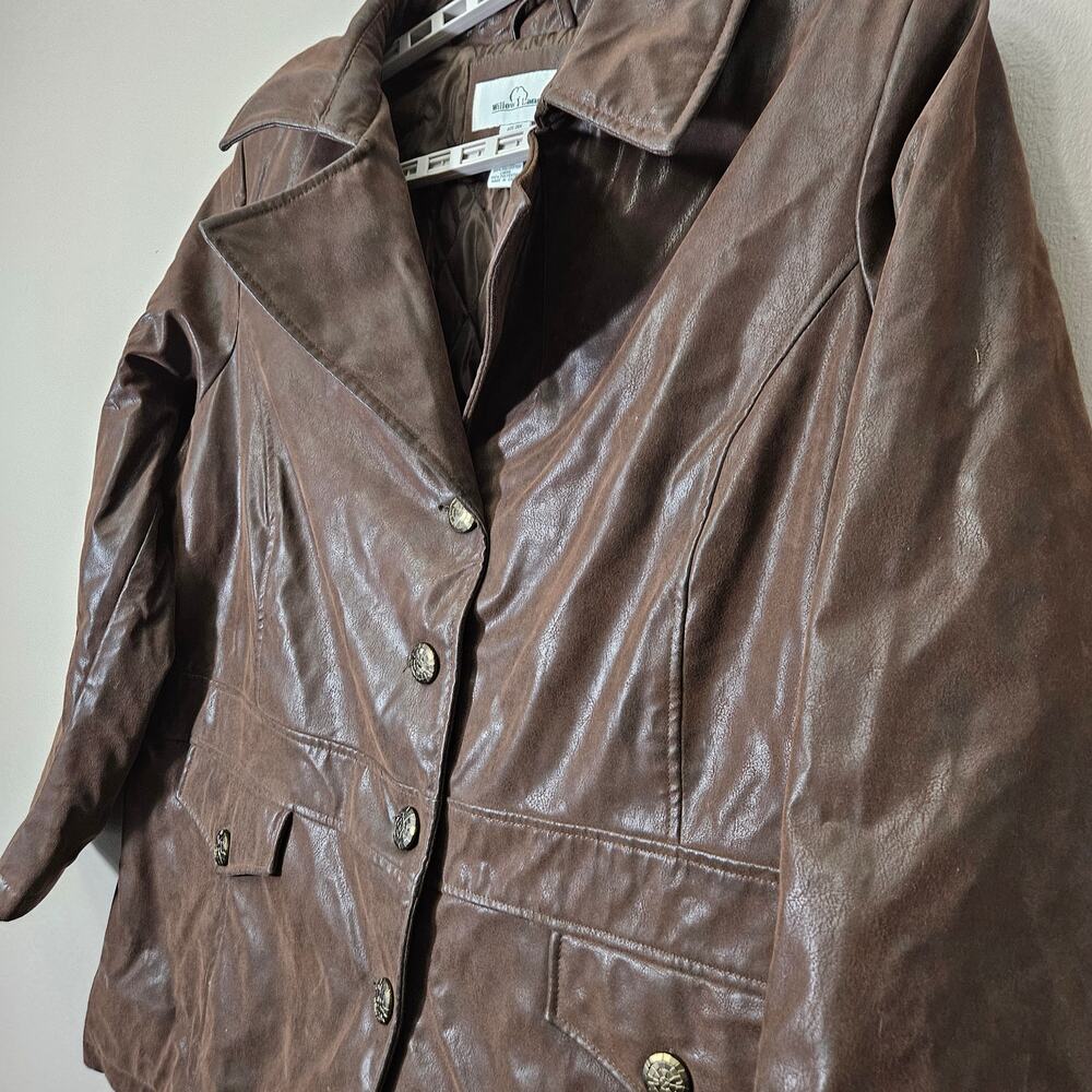 Vintage Willow Lane PlusSize 26W Brown Faux Leather Jacket Western 90s Americana
